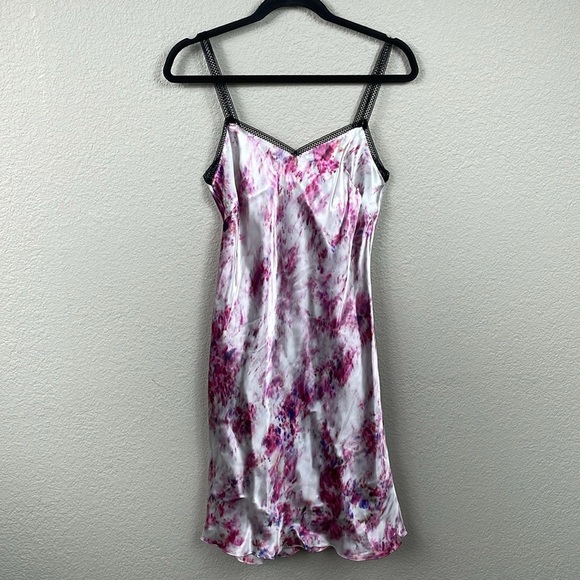 NWT Marina Moscone Tech Slip Dress Silk Blend Y2K Lace Trim Pink Multi Sz 6 - Picture 3 of 10